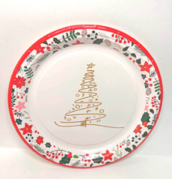 Тарелка картонная НГ d-230 "Рождественская ель" (1*10)