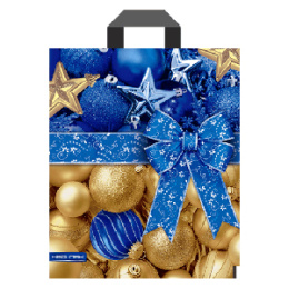 Пакет с петлевой ручкой НГ 28*34-60мкм "Подарочный с бантом" (1*25/20уп)